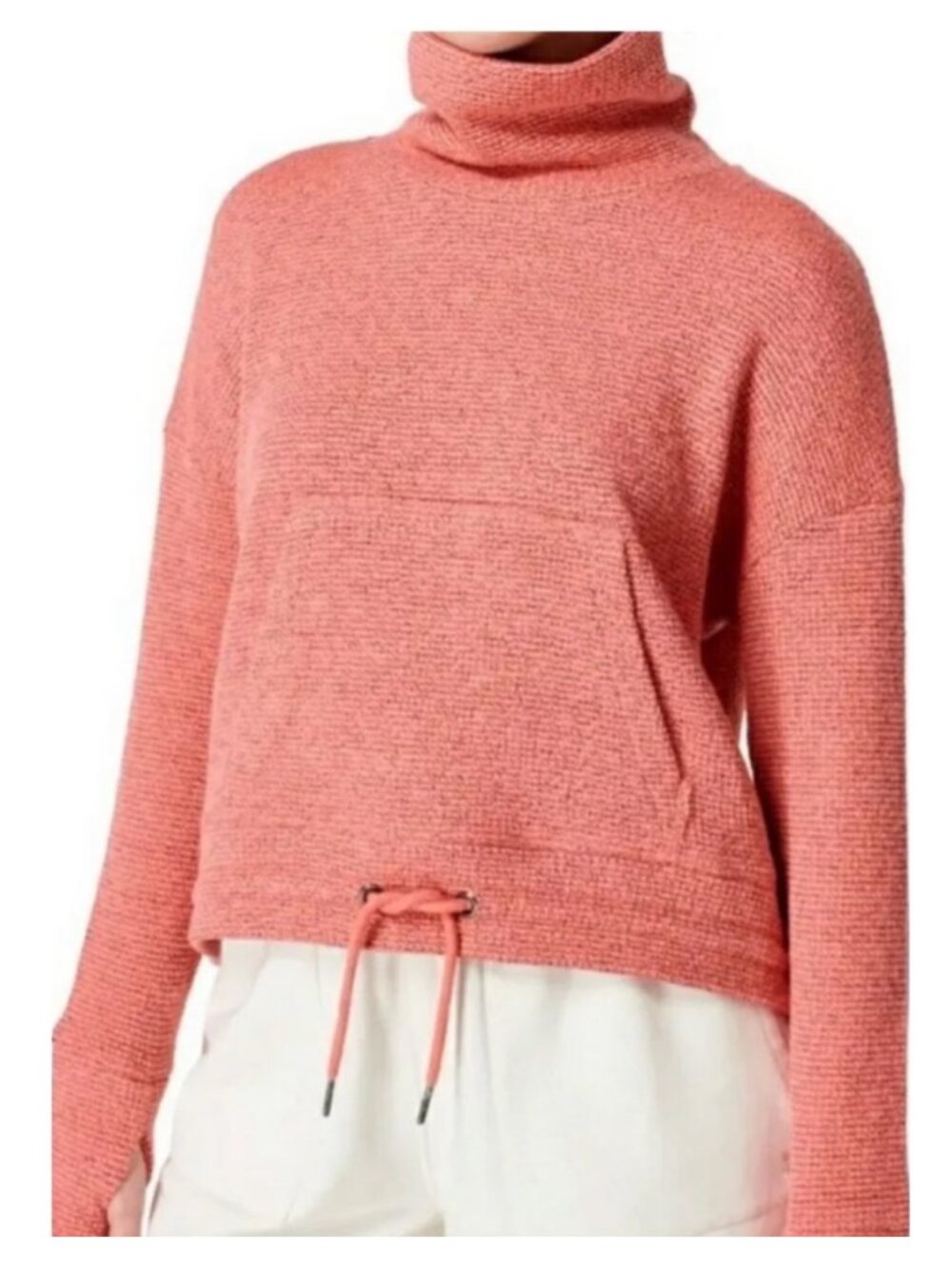 SWEATY BETTY‎ Women's EUC Restful Boucle Funnel Neck Pullover Coral | Size 16